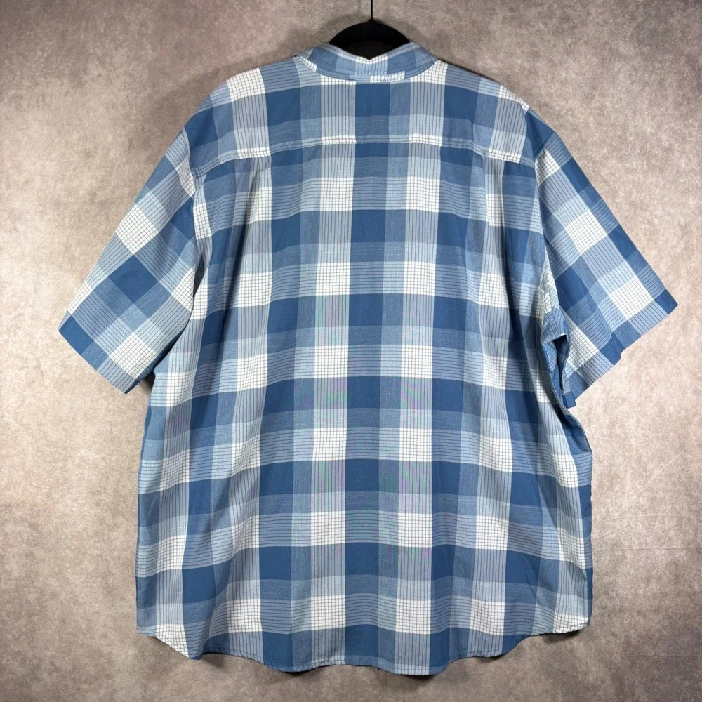 Orvis Button Down Shirt Mens XXL Blue Plaid Short Sleeve Lightweight Fishing